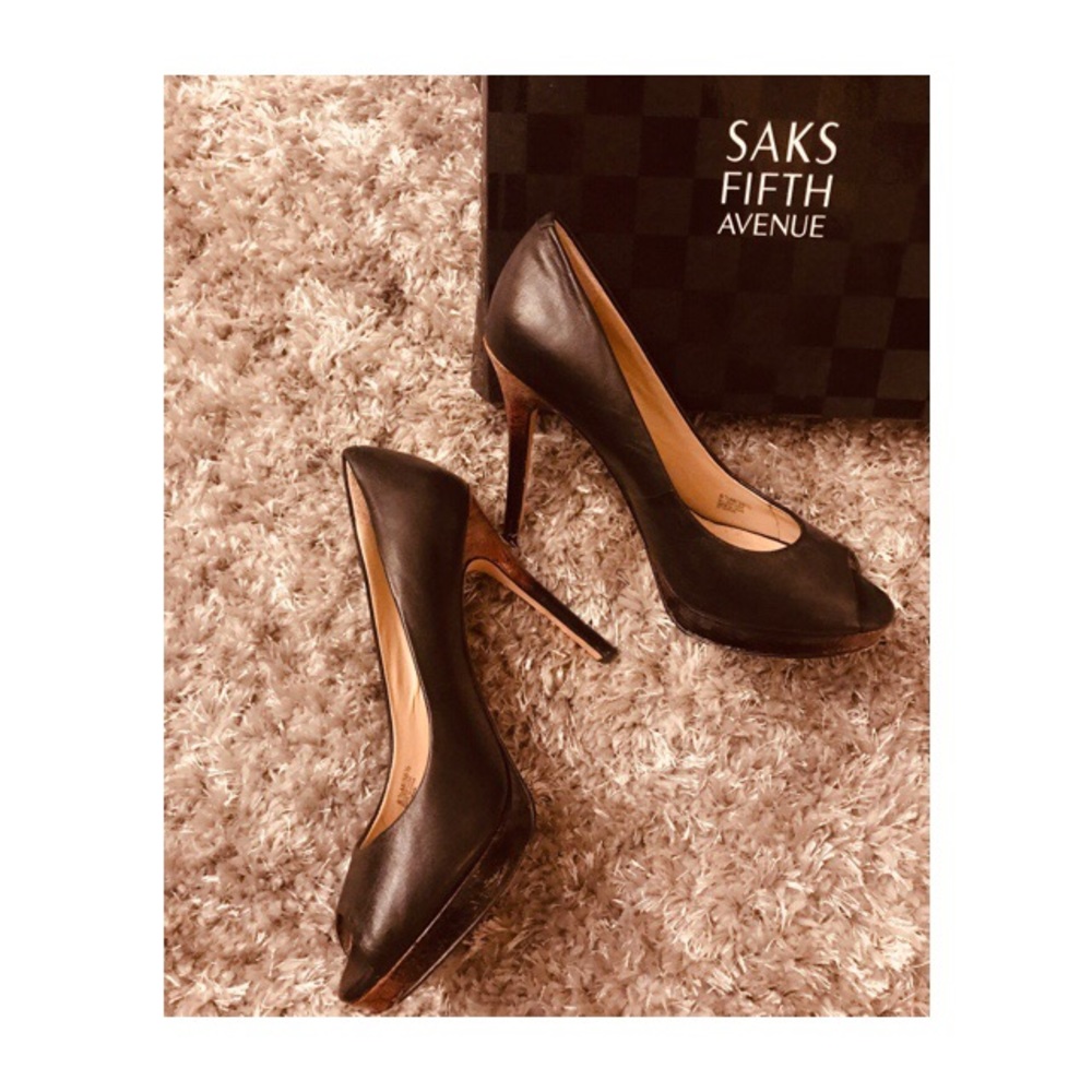 High heels open toe shoes by Saks